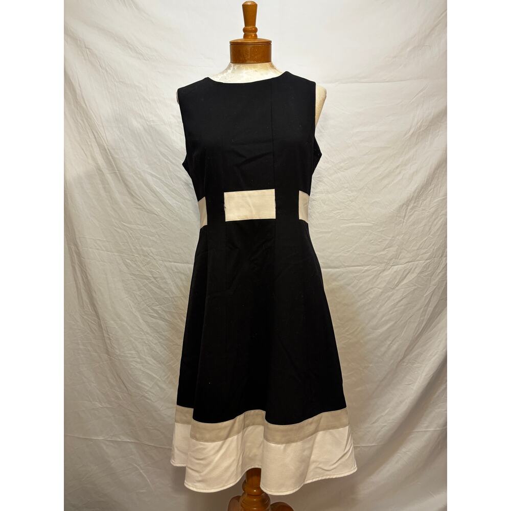 Calvin Klein Belted Colorblock Fit and Flare Dress (Size 10) Sold
